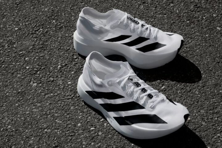 Pair of Adidas Adizero Pro Evo 1 on Tarmac